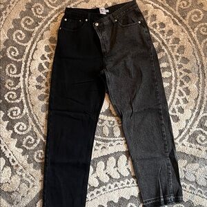 Princess Polly Black and Gray Straight Leg Jeans